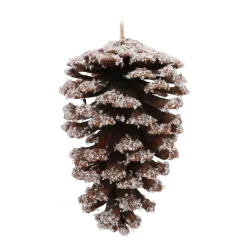 Natuurlijke Dennenappel Met Vlokken En Glitter 12cm