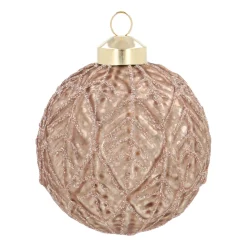 Nostalgische Bruine Kerstbal Met Bladmotief