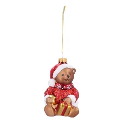 Nostalgische Teddybeer Kersthanger Met Kerstmuts