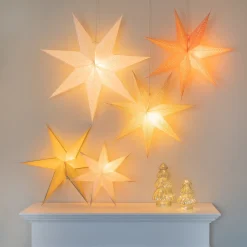 Papieren Kerstster | Wit-zilver | 60 Cm | 7-punts