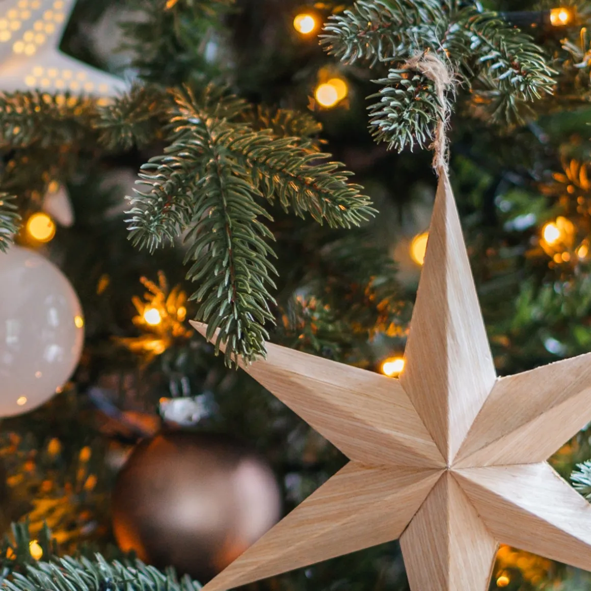 Papieren Kerstster Met Realistische Houtnerf