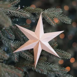 Papieren Kerstster Met Realistische Houtnerf