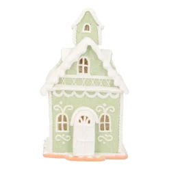 Pastelgroen Peperkoekhuisje | Led | Klei | Handgemaakt | 19cm Hoog