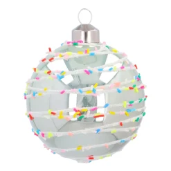 Pastelgroene Kerstbal Met Kleurrijke Spikkels