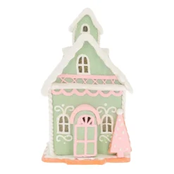 Peperkoek Huisje In Pastelkleuren Met LED Verlichting