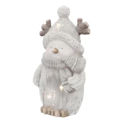 Pinguinfiguur | Led-verlichting | Grijs | 44cm