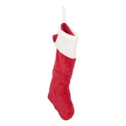 Pluizige Kerstsok | 45cm | Rood-wit