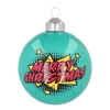 Pop-art Kerstbal "Merry Christmas" | Glas | Teal | 8 Cm