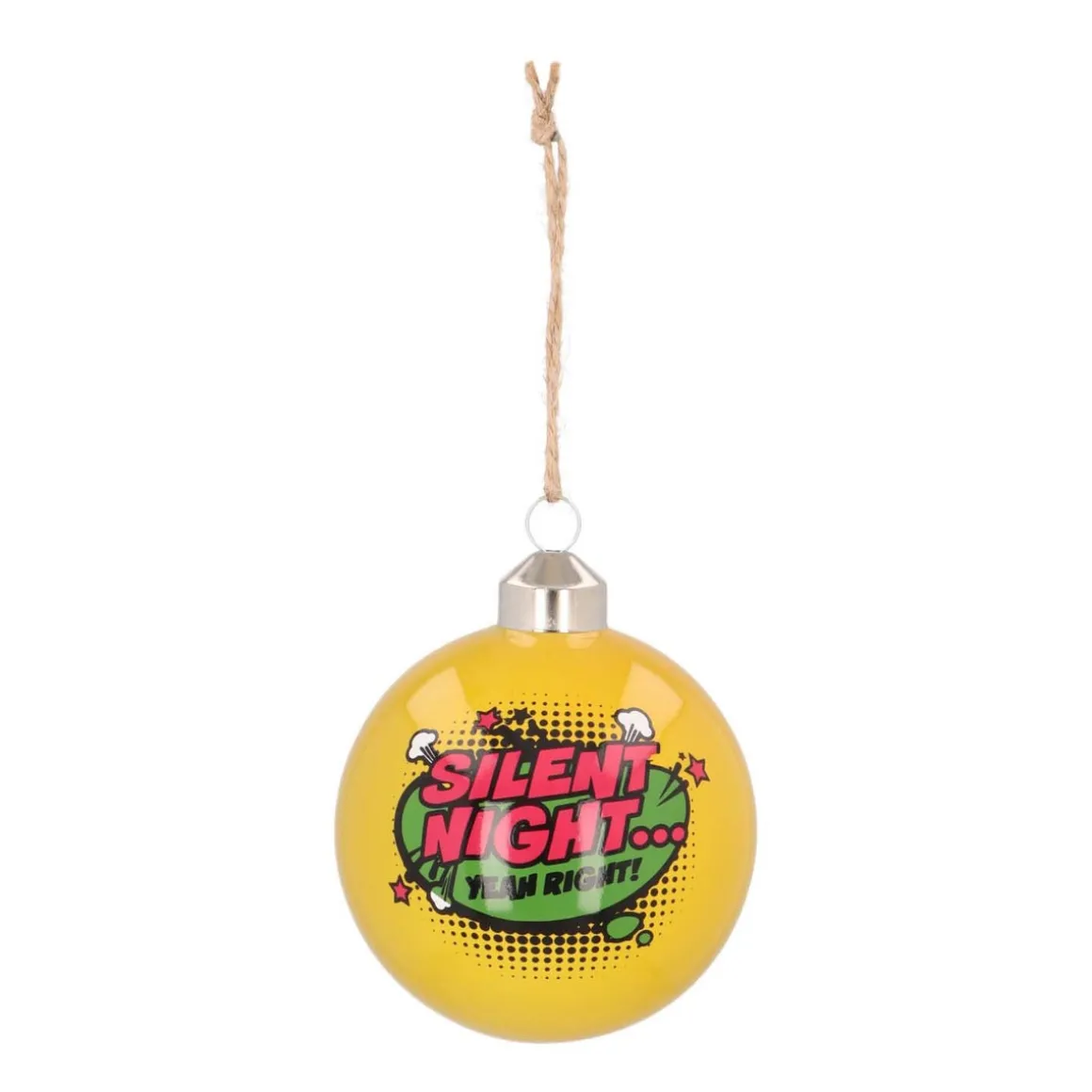 Pop-art Kerstbal "Silent Night" | Geel | Glas | 8 Cm