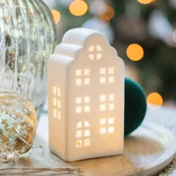 Porseleinen Grachtenpandje Als Kersthuisje