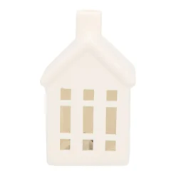 Porseleinen Huisje Met LED | 11 Cm | Wit