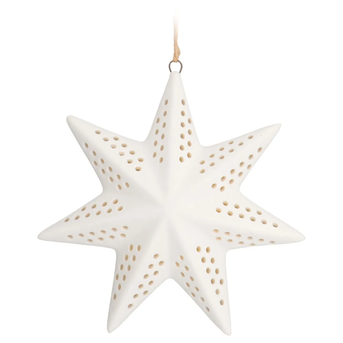 Porseleinen Kerstster Met Warm Wit LED-licht