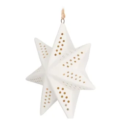 Porseleinen Kerstster Met Warm Wit LED-licht