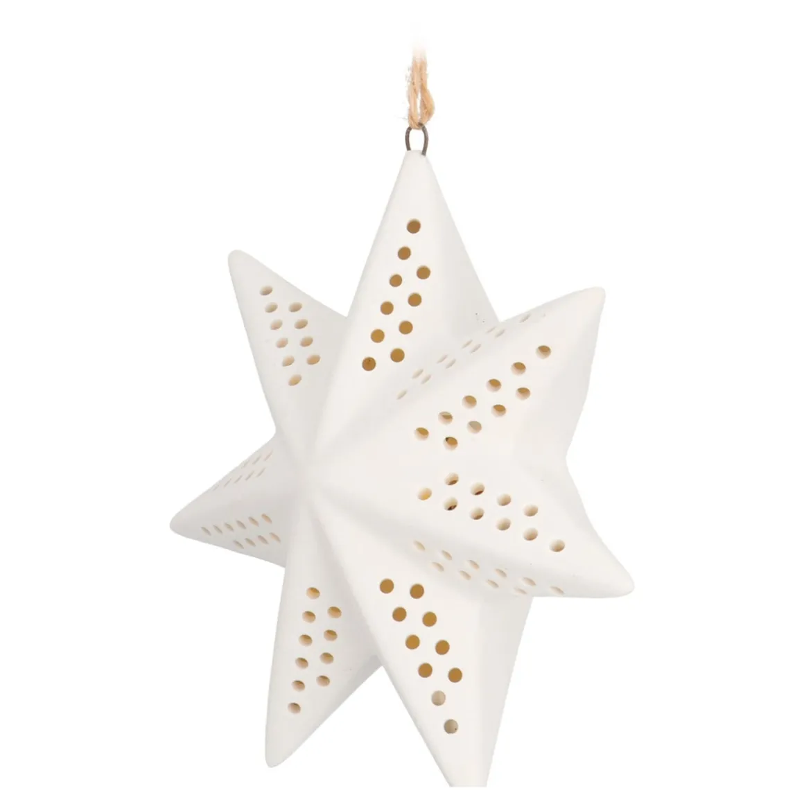 Porseleinen Kerstster Met Warm Wit LED-licht