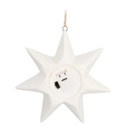 Porseleinen Kerstster Met Warm Wit LED-licht