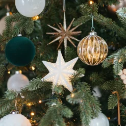 Porseleinen Kerstster Met Warm Wit LED-licht