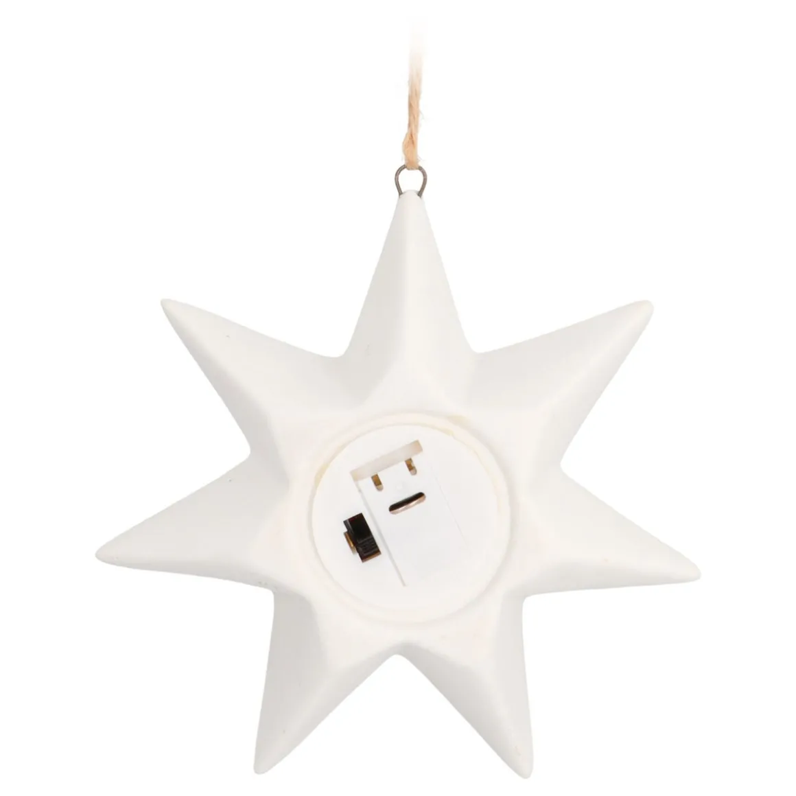 Porseleinen Kerstster Met Warm Wit LED-licht