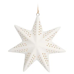 Porseleinen Kerstster Met Warm Wit LED-licht