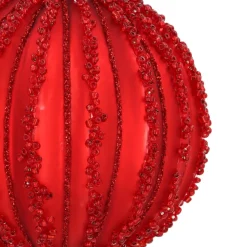 Rode Craquelé Kerstbal Met Glitterlijnen