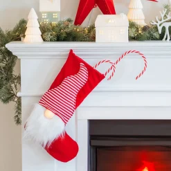 Rode Kerstsok Versierd Met Gnoom