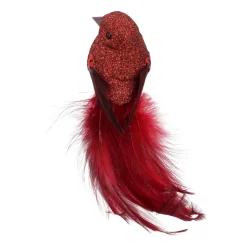 Rode Vogel Op Clip Voor In De Kerstboom