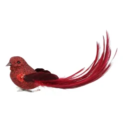 Rode Vogel Op Clip Voor In De Kerstboom