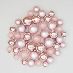 Romantische Lichtroze Kerstballenset 44 Stuks In Handige Box