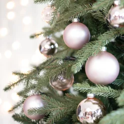 Romantische Lichtroze Kerstballenset 44 Stuks In Handige Box