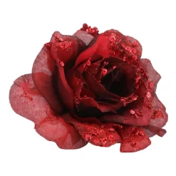 Roos Op Clip Donkerrood 15cm