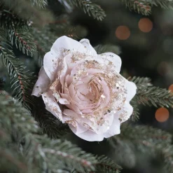 Roos Op Clip Taupe 12 Cm