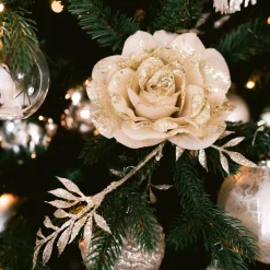 Roos Op Clip Taupe 12 Cm