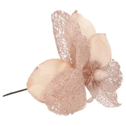 Roze Magnolia Steekbloem Met Glitters En Organza