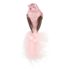 Roze Vogel Op Clip Met Donsveertjes