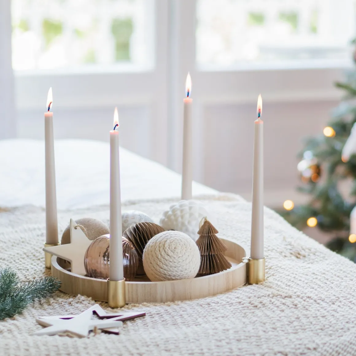 Set Van 4 Gouden Kaarsenhouders Voor Dienblad