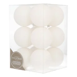 Set Van 12 Witte Iriserende Kerstballen In Box