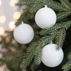 Set Van 12 Witte Iriserende Kerstballen In Box