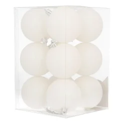 Set Van 12 Witte Iriserende Kerstballen In Box