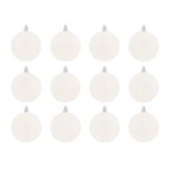 Set Van 12 Witte Iriserende Kerstballen In Box