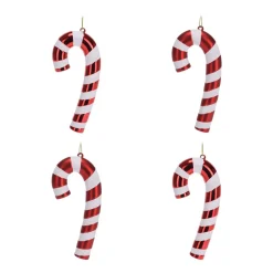 Set Van 4 Zuurstok Kersthangers | 17cm | Rood