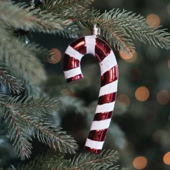 Set Van 4 Zuurstok Kersthangers | 17cm | Rood