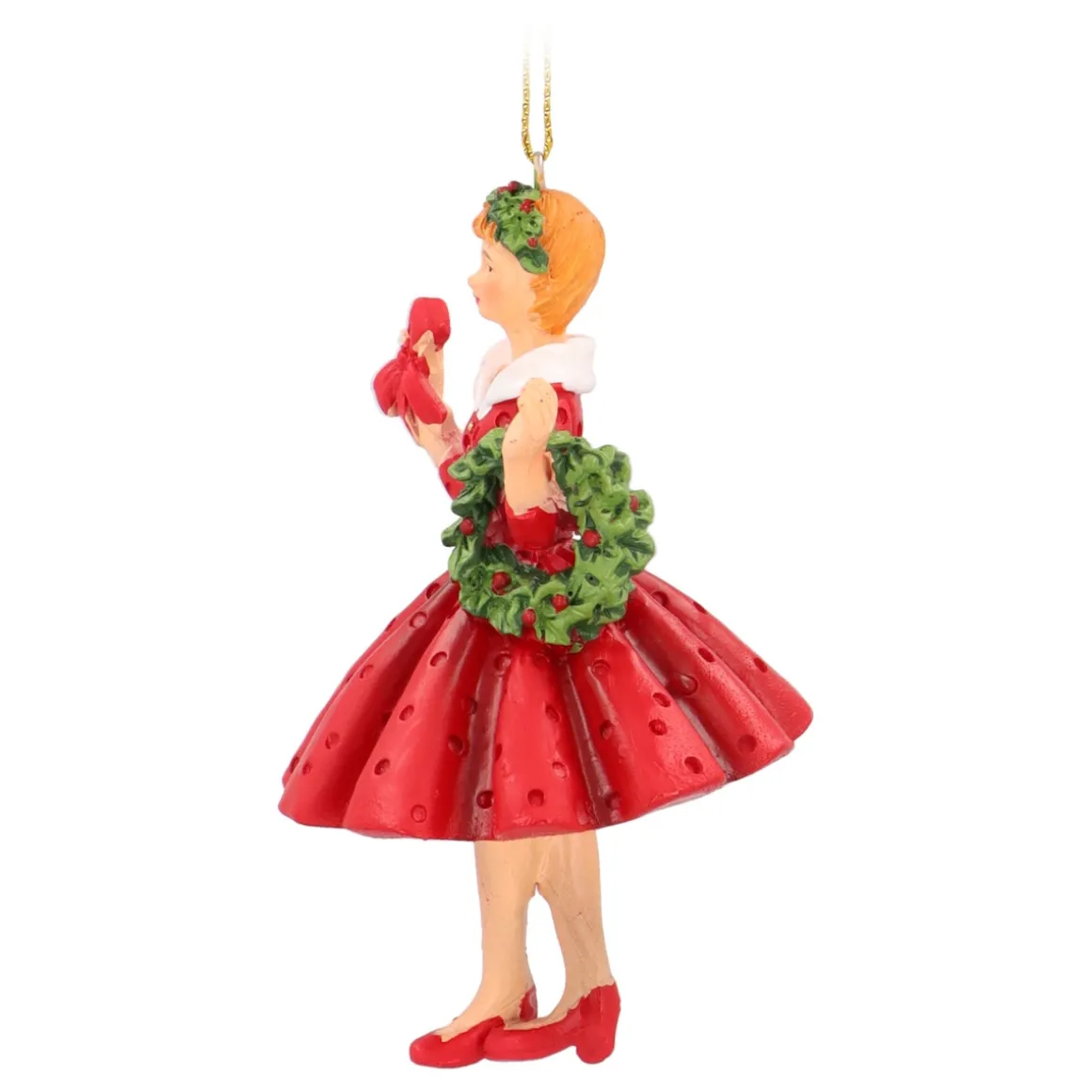 Sierlijke Kersthanger Vrouw Met Rode Jurk