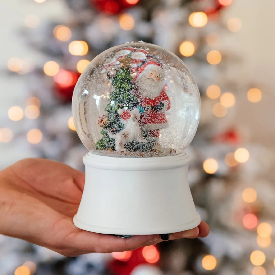 Sneeuwbol | Kerstman Met Hondje | 15 Cm