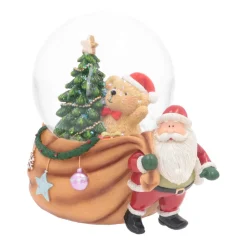 Sneeuwbol Met Kerstman En Beertje | Muziek | ⌀9cm | 15 Cm Hoog