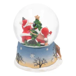 Sneeuwbol Met Kerstman En Kindje | Muziek | ⌀9cm | 15 Cm Hoog