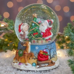 Sneeuwbol Met Kerstman En Kindje | Muziek | ⌀9cm | 15 Cm Hoog