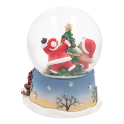 Sneeuwbol Met Kerstman En Kindje | Muziek | ⌀9cm | 15 Cm Hoog