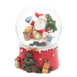 Sneeuwbol Met Kerstman En Hondje | Muziek | ⌀9cm | 15 Cm Hoog