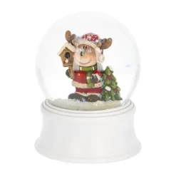 Sneeuwbol Met Rendier In Kerstpak | ⌀6cm | 9cm Hoog