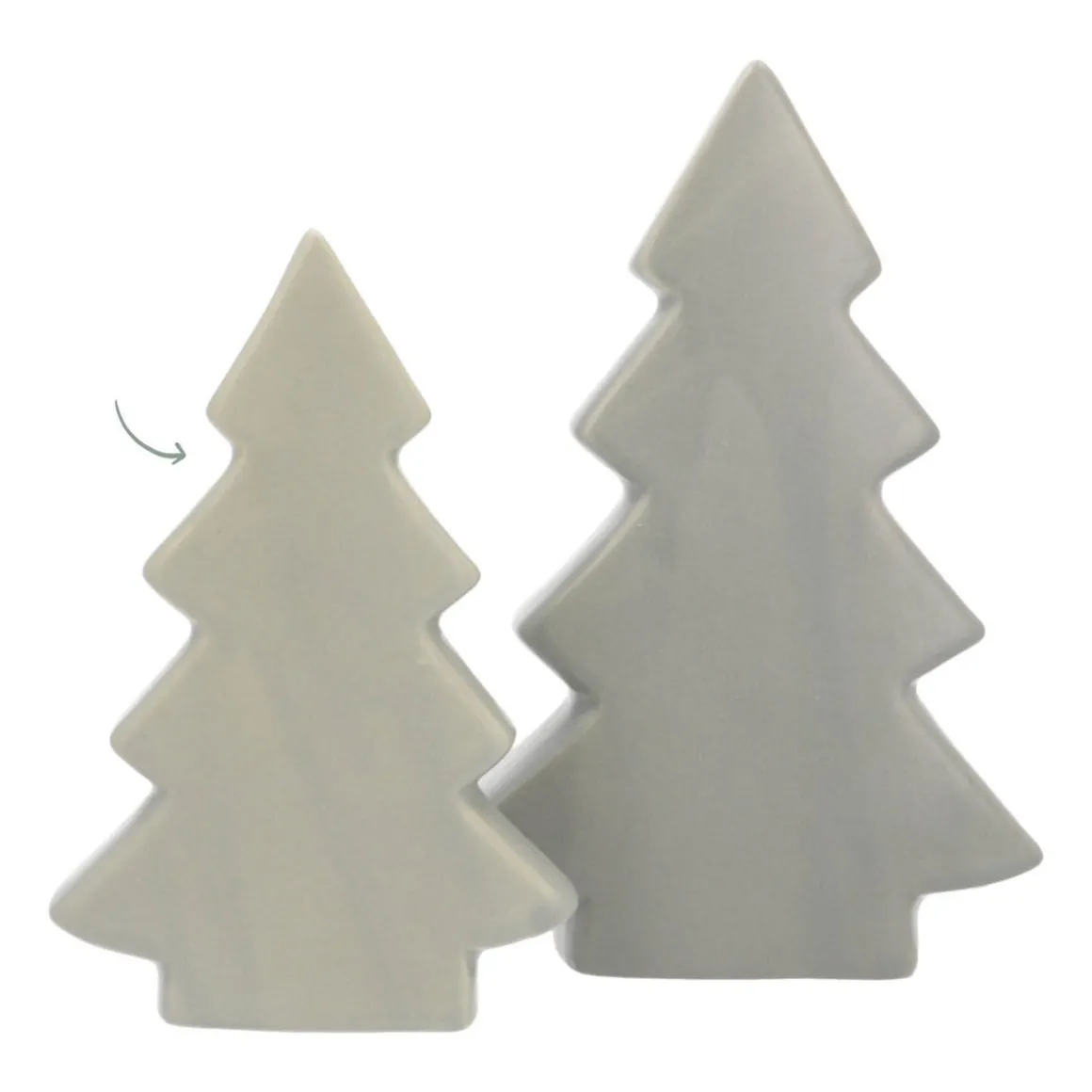 Staande Porseleinen Kerstboom | 16,5 Cm | Mat Groen