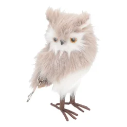 Staande Uil | Lichtbruin | Pluizig 'faux Fur' | 23cm